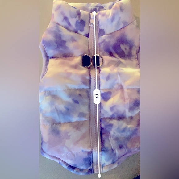 NEW Tie-Dye Purple & White Zip-Up Dog Puffer “Vest” - Sz Medium - Picture 5 of 6